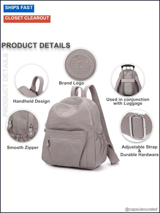 Water-Resistant Nylon Mini Backpack Purse for Women Anti-Theft Travel Daypack main image 5
